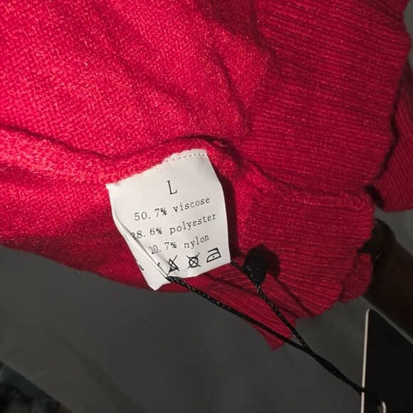 True Red Soft Open Cardigan with Pockets & Fitted Sleeves, Size Large - Picture 10 of 10